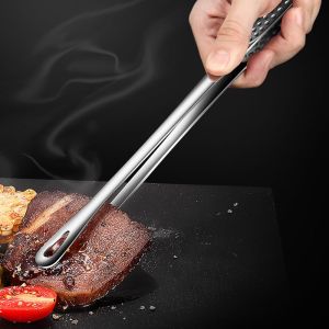 SPARAK Kitchen Cooking Tools BBQ Tweezer Steak Tongs Non-Slip Food Tongs Stainless Steel Long Handle Barbecue Tongs