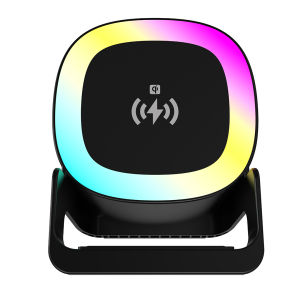 Loa Bluetooth sạc không dây 3Life 15W tích hợp đèn LED RGB giá đỡ điện thoại có thể điều chỉnh góc độ để xem video và gọi video đèn ngủ để bàn