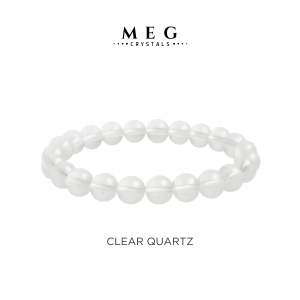 MEG Clear Quartz Bracelet Natural Healing Crystal Beads 8mm for Men and Women Gift