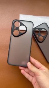 Ốp lưng Huawei Pura 90 Pro Pura 90 Pro Max nhám viền màuchống bám vân tay ( màu Đen)