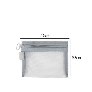 3Pcs Simple Grey Mesh Clear Cosmetic Bag Small Large Makeup Bag Portable Travel Toiletry Organizer Case Lipstick Storage Pouch Pencil Case