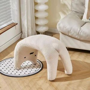Cat Shape Shoe Bench Cushioned Entryway Stool Ottoman Footstool for Living Room Bedroom