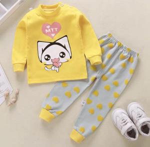 BabyPop Kids Boy Girl Cotton Pyjamas Long Sleeve Shirt + Long Sleeve Pant Baby Sleepwear Baju Tidur Newborn Bayi (6mths - 7Yrs)