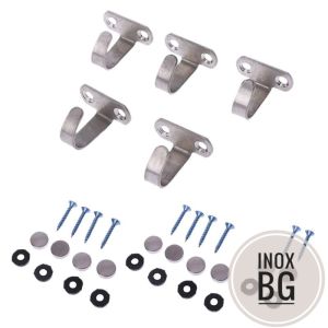 SET 2/5/10 Móc Treo Đồ Hình Chữ J Lắp Ngược Đáy Tủ Bằng INOX Tiện Dụng