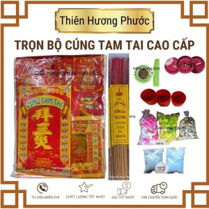 Cúng khai trương trọn bộ cao cấp gồm tiền vàng các loại nhang nến gạo muối bánh