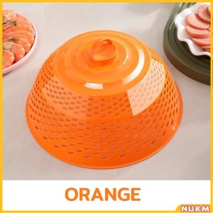 Plastic Round Food Cover Mesh Cover Multifunctional Colorful Drain Fruit Plate 1 Piece Nurm