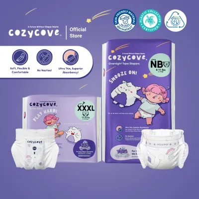 Cozycove Snooze On / Play Hard Baby Diapers Tape / Pants - NB S M L XL XXL XXXL - Carton/Pack/Travel Pack