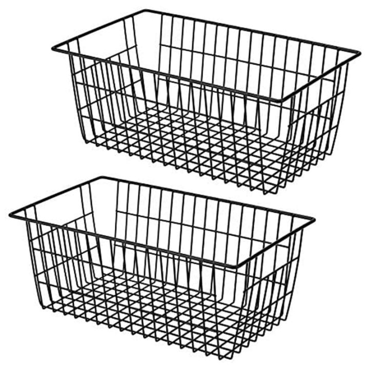 2 Pack Wire Storage Baskets, Farmhouse Metal Wire Basket Freezer