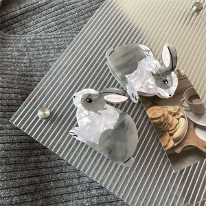 KISSCAT อารมณ์ที่ดี คาวาอิ บุคลิกภาพที่ดี กระต่ายสัตว์สัตว์ ที่มัดผมหางม้า สำหรับผู้หญิง กรดอะซิติก ผ้าโพกศีรษะ คลิปปลาฉลาม กรงเล็บขนกระต่าย คลิปผมผู้หญิง อุปกรณ์เสริมผม คลิปปูสไตล์เกาหลี