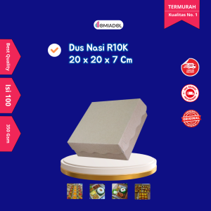 Box Dus Nasi Kotak R10 Kraft Premium - Ukuran 20x20x7 (100 Pcs)