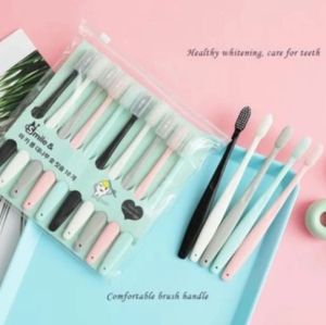 6pcs Toothbrush Super Slender Carbon Nano Soft Hair Small Head Adult Couple Family Suit