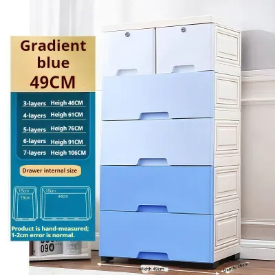 KUKI 50CM Drawer Cabinet Thickened Plastic With Lock Durabox With Wheels For Clothes Storage Wardrobe