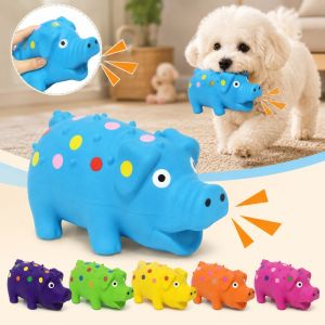 INTOONE Rubber Pig Squeaky Dog Toy Soft Interactive Latex Spot Grunting Pig Toy Creativity Durable Dog Chew Toy For Small Medium Large Dog