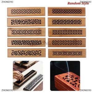 [COD] ZHONGYI0 1Pc Bamboo Wood Incense Stick Holder Burning Joss Insence Box Ash Catcher