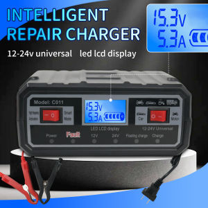 Universal 12V/24V Lead-Acid Battery Charger for Cars and Motorcycles - Smart One-Click Repair.