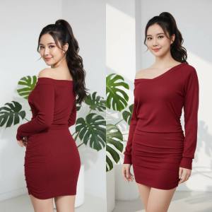 Shop4Her  AVA Knitted Long Sleeve Bodycon Dress for Women Freesize