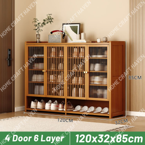Shoe Cabinet Home Entrance Bamboo Shoe Rack Storage Artifact Space Saving Dust Proof Entry
