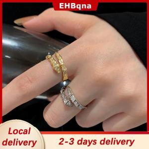 [COD]  HOT SALE Ship within 24 hours Light Luxury Crystal Snake Shape Ring For Women Girl Exquisite Shiny Zircon Opening Adjustable Finger Ring Wedding Jewelry Gifts