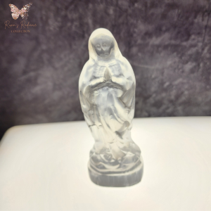 Natural Moroccan Selenite Mother Mary Figurine | Hand-Carved Spiritual Decor | Energy Cleansing & Protection | Real Item Photo | Limited Edition