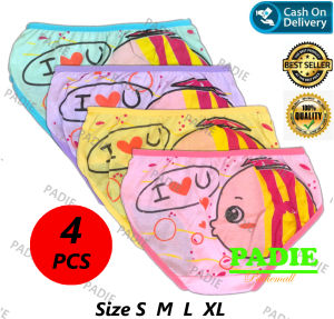 PADIe - 4 PCS Celana Dalam/CD Anak Perempuan Cewek ESSEN/CERIA Size S M L XL