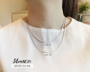 สร้อยคอเงินแท้92.5% ลายแบน มีหลายขนาดให้เลือก เหมาะสำหรับเด็ก-ผู้ใหญ่ ยาว 16-24 นิ้ว(งานไทย)