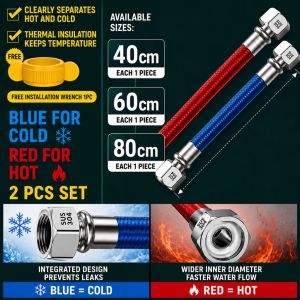 2 Packs Stainless Steel Gas Heater Hose Portable Water Softener Connector Replacement Kitchen 40-80