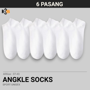 Paket 6 Pasang Kaos kaki Pendek Semata Kaki Warna Putih Polos Pria Wanita Dewasa