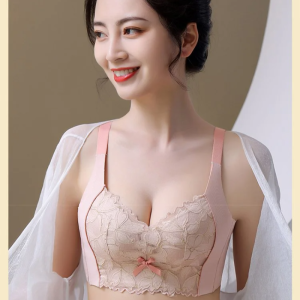 Wireless Bra for Women Lace Plus Size Full Cup Bra Anti-Sagging Push Up Support Comfortable Cotton Underwear
