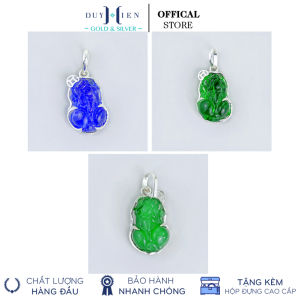 Mặt Dây Chuyền Bạc Hình Tỳ Hưu Đá Phong Thủy Nhiều Màu Ngậm Kim Tiền May Mắn - Vàng Bạc Duy Hiển