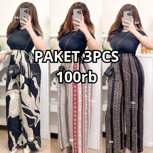 THREECOOL Paket Murah Isi 3 Pcs Celana Kulot Hommy Remaja Kekinian Motif Terbaru Marshanda Bisa Cod