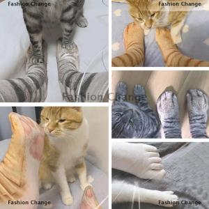 [COD] Fashion Change Creative Animal Foot Printed Women Middle Tube Socks Cartoon Cat Tiger Duck Claws Ladies 3D Print Funny Animal Middle Socks