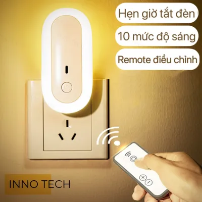 Đèn Ngủ Ban Đêm Hẹn Giờ Tắt Đèn Tự Động Có Điều Khiến Từ Xa Đèn Ánh Sáng Trắng Vàng Thiết Kế Tích Hợp Cổng Sạc Kép