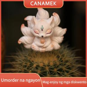 CANAMEK Cute Nine-tailed Fox Miniatures Statue Bedroom Desktop Figurines Ornaments Bionic Art Aesthetic Home Decor
