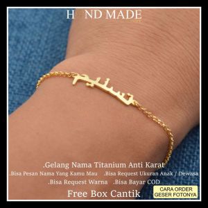 gelang nama arab titanium anti karat gelang nama titanium anti karat anak dewasa gelang titanium emas gelang titanium anti karat bracelet aksesoris fashion