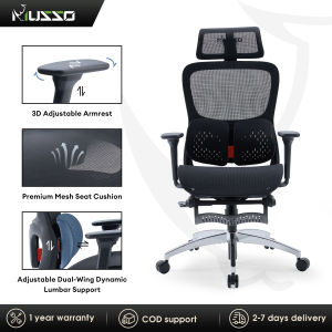 MUSSO E70 Ergonomic Mesh Chair with Adjustable Dual-Wing Lumbar Support And Reversible Armrests