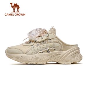 มงกุฎอูฐแหวนดาวรองเท้าผ้าใบพื้นหนาแบบสวมสำหรับผู้หญิง | รองเท้าคุณพ่อแพลตฟอร์มเปลือยหลังน้ำหนักเบาสำหรับเสื้อผ้าลำลอง