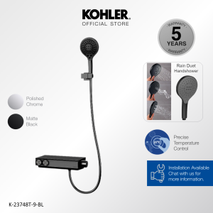 KOHLER Urbanity+ Thermostatic Shower Column with Rainduet Multifunction Handshower Functional Tray Polished Chrome K-23748T-9-CP / Matt Black K-23748T-9-BL