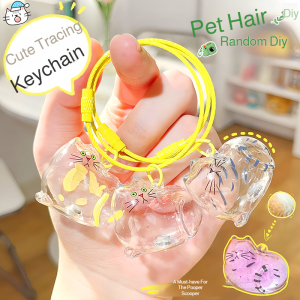 Key Chain Transparent Acrylic Cat Keychain Collecting Hair Storage Bottle Pendant Commemorative Pendant