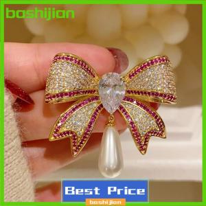 bashijian Temperament Rhinestone Bowknot Brooches For Women Girls Fashion Delicate Corsage Elegant Suit Pins Clothing Accessories Gifts