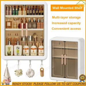[Free Delivery]Bathroom Cabinets Wall Mounted Storage Rack Organizer Dustproof Waterproof Kitchen Storage Box