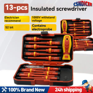 13-Piece Multifunctional Electrician Screwdriver Set Insulated and Hardened Chromium-Vanadium Steel Rated for 1000V High Voltage with Strong Magnet