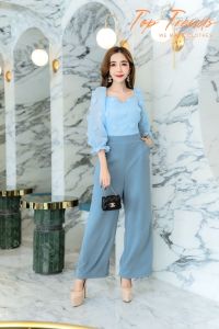 Top JL38 จั้มสูทขายาว แขนสี่ส่วน ปอม S32-35in M36-38in L40-42in XXL44-46in ชุดผู้หญิง จั้มสูทสาวอวบ เสื้อผ้าสาวอวบ แฟชั่นสาวอวบ