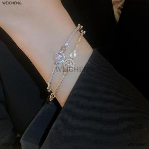 [COD] WEICHENG Light Luxury Sparkling Adjustable Zircon Bracelets High Quality Fashion All-match Bangle For Women Wedding Jewelry Birthday Gift