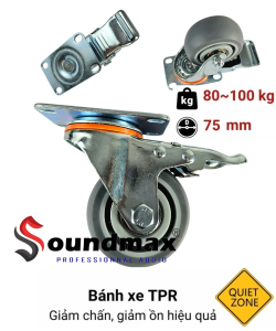 Bộ Bánh xe cho xe đẩy 1.5inch(40mm) - 2inch(50mm)- 2.5inch(63mm) nhựa PVC và 3inch(75mm) cao su TPR.