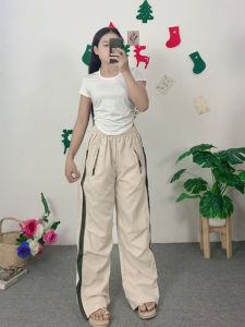 ชุดเซ็ตแฟชั่นฤดูร้อน เสื้อแขนสั้น+กางเกงขากว้างสไตล์สตรีท