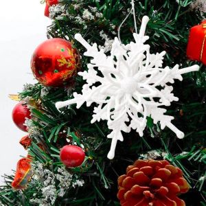 12cm Big Christmas Ice White 3D Snowflake Plastic Glitter Xmas Hanging Pendant Christmas Tree Decorations Ornaments Home Decor