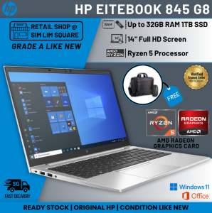 HP Elitebook 845 G8 Ryzen 5 Pro with Radeon Graphics Card 32GB RAM 1TB SSD Windows 11 Microsoft Office Preloaded 14 inch FHD Screen Lightweight Premium Business Laptop Refurbished Like New | hp 840 g8
