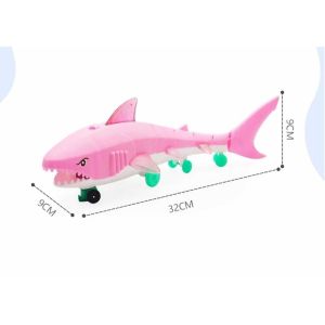 Mainan Edukasi Anak ikan Hiu Baby Shark berjalan biru pink biru tua merah lampu musik
