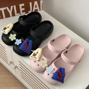 [Free Shipping] Ballet-Style Clogs For Women Featuring An Eva Material Design With A Cute Cartoon Bear Motif Perfect For A Youthful And Playful Look Suitable For Wearing Outdoors On The Beach Or During Vacations And Providing A Non-Slip Grip.These A