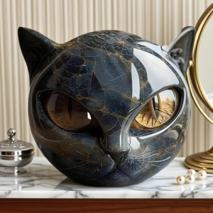 Artisanal Black Cats Resins Statue Home Accent Carving Animal Sculpture Gift For Kitten Owners Decorative Ornament